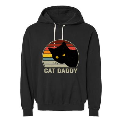 Cat Daddy Vintage Cat 80s Retro Style For Cat Dad Garment-Dyed Fleece Hoodie