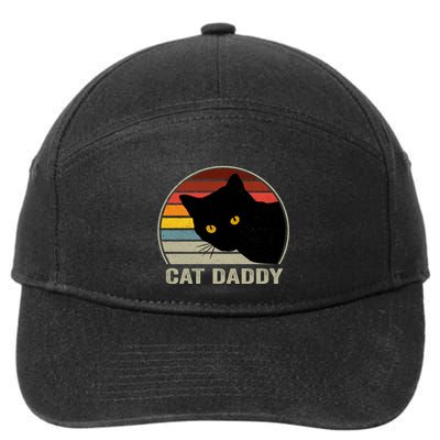 Cat Daddy Vintage Cat 80s Retro Style For Cat Dad 7-Panel Snapback Hat