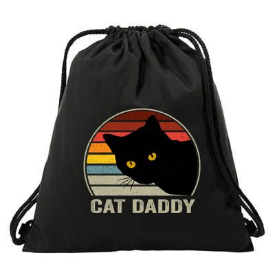 Cat Daddy Vintage Cat 80s Retro Style For Cat Dad Drawstring Bag