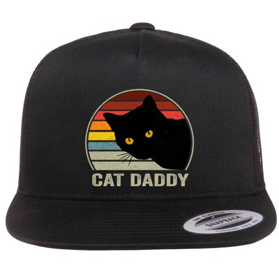 Cat Daddy Vintage Cat 80s Retro Style For Cat Dad Flatbill Hat