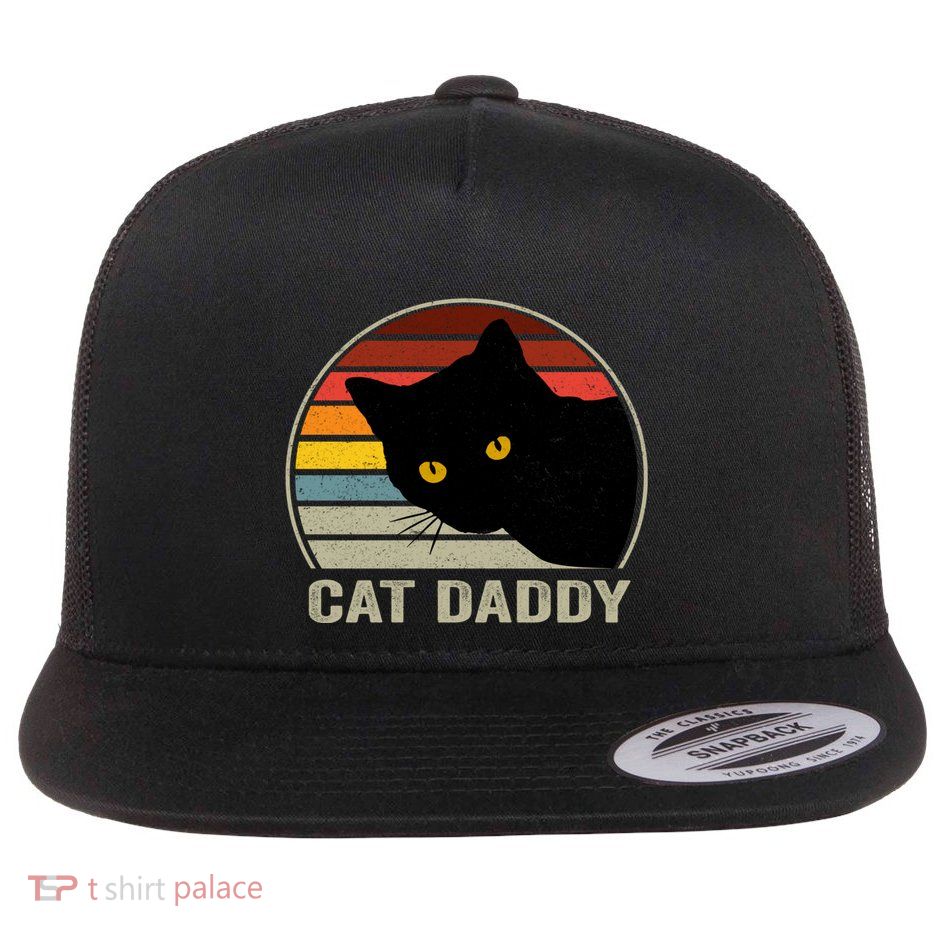 Cat Daddy Vintage Cat 80s Retro Style For Cat Dad Flatbill Hat
