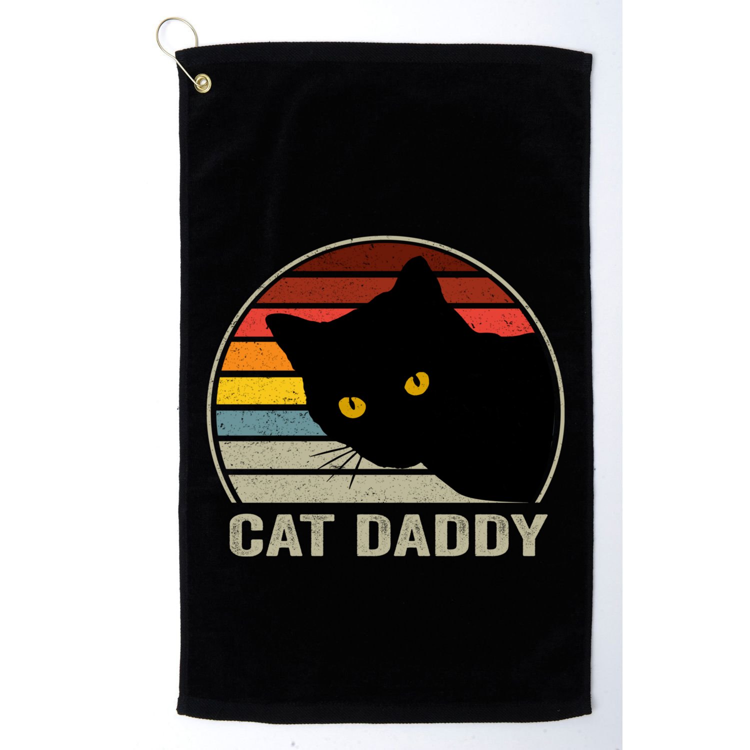 Cat Daddy Vintage Cat 80s Retro Style For Cat Dad Golf Towel