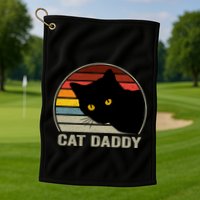 Cat Daddy Vintage Cat 80s Retro Style For Cat Dad Golf Towel