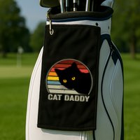 Cat Daddy Vintage Cat 80s Retro Style For Cat Dad Golf Towel
