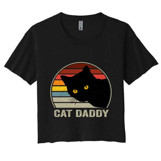 Cat Daddy Vintage Cat 80s Retro Style For Cat Dad Crop Top