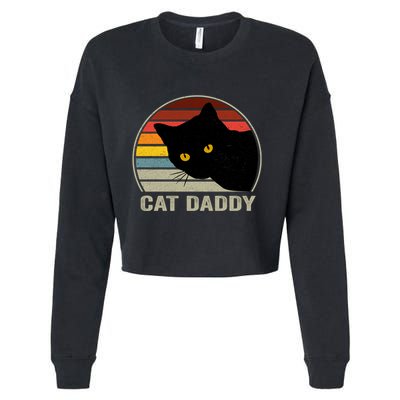 Cat Daddy Vintage Cat 80s Retro Style For Cat Dad Cropped Pullover Crew