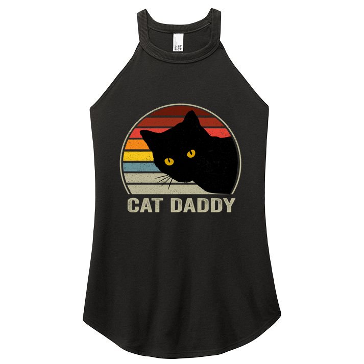 Cat Daddy Vintage Cat 80s Retro Style For Cat Dad Women's Perfect Tri Rocker Tank