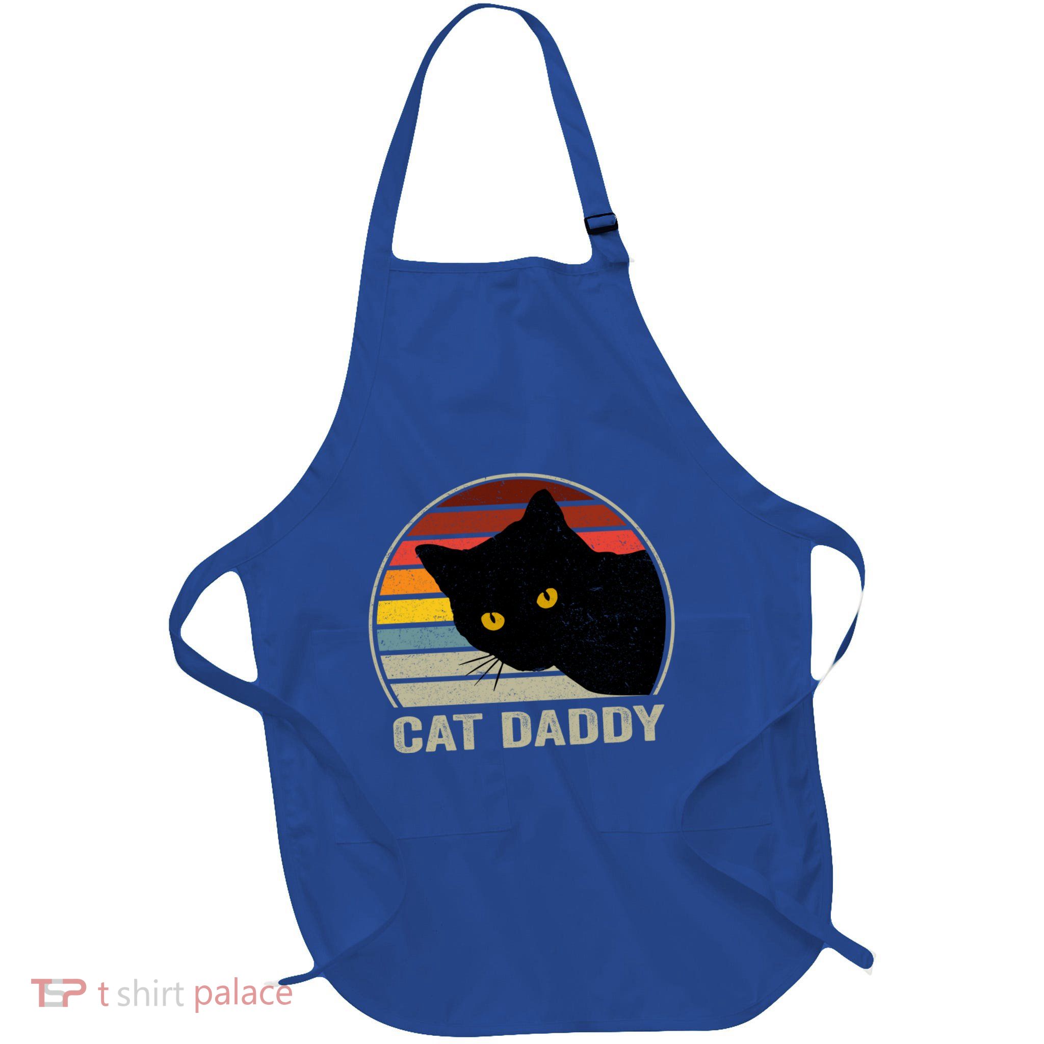 Cat Daddy Vintage Cat 80s Retro Style For Cat Dad Apron