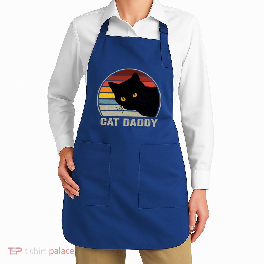 Cat Daddy Vintage Cat 80s Retro Style For Cat Dad Apron