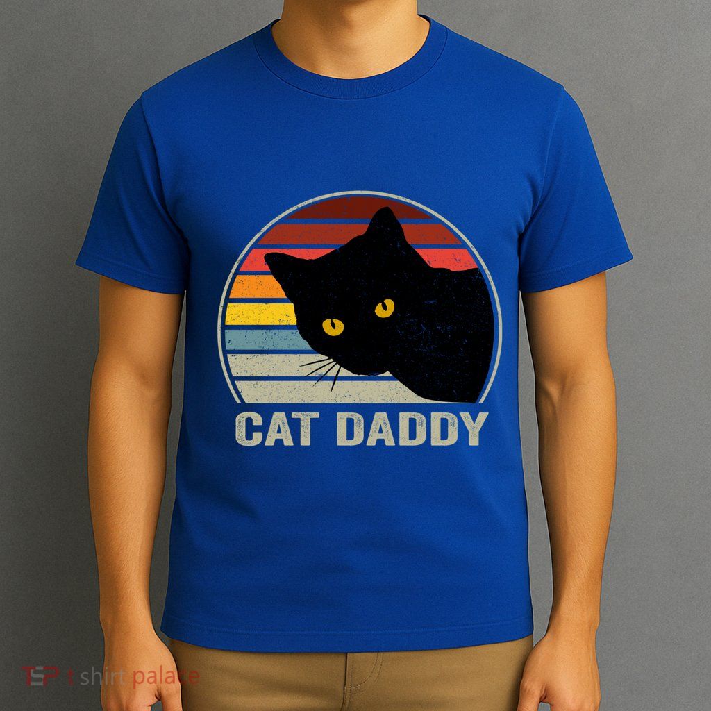 Cat Daddy Vintage Cat 80s Retro Style For Cat Dad T-Shirt