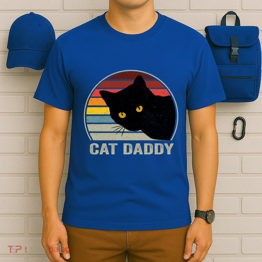 Cat Daddy Vintage Cat 80s Retro Style For Cat Dad T-Shirt