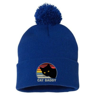 Cat Daddy Vintage Cat 80s Retro Style For Cat Dad Pom Pom 12in Knit Beanie