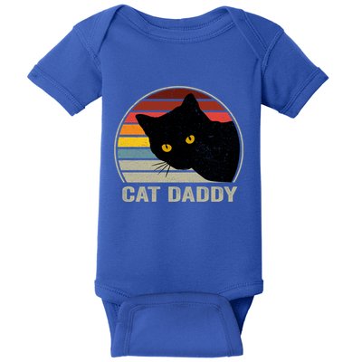 Cat Daddy Vintage Cat 80s Retro Style For Cat Dad Baby Bodysuit