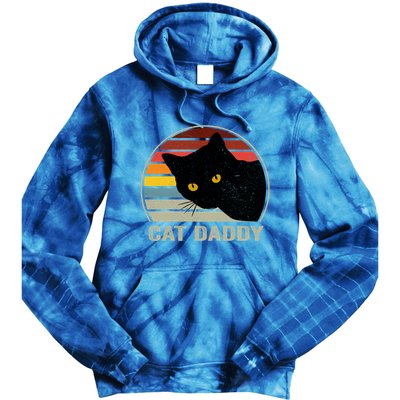 Cat Daddy Vintage Cat 80s Retro Style For Cat Dad Tie Dye Hoodie