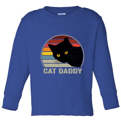 Cat Daddy Vintage Cat 80s Retro Style For Cat Dad Toddler Long Sleeve Shirt