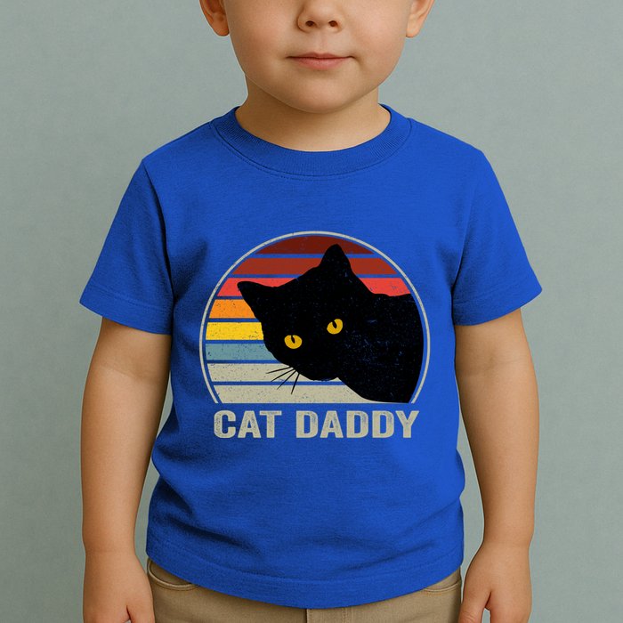 Cat Daddy Vintage Cat 80s Retro Style For Cat Dad Toddler T-Shirt