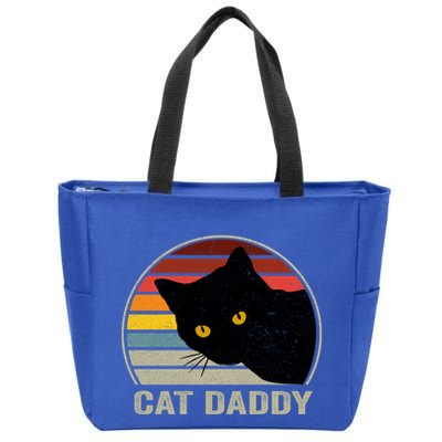 Cat Daddy Vintage Cat 80s Retro Style For Cat Dad Zip Tote Bag