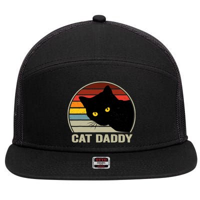 Cat Daddy Vintage Cat 80s Retro Style For Cat Dad 7 Panel Mesh Trucker Snapback Hat