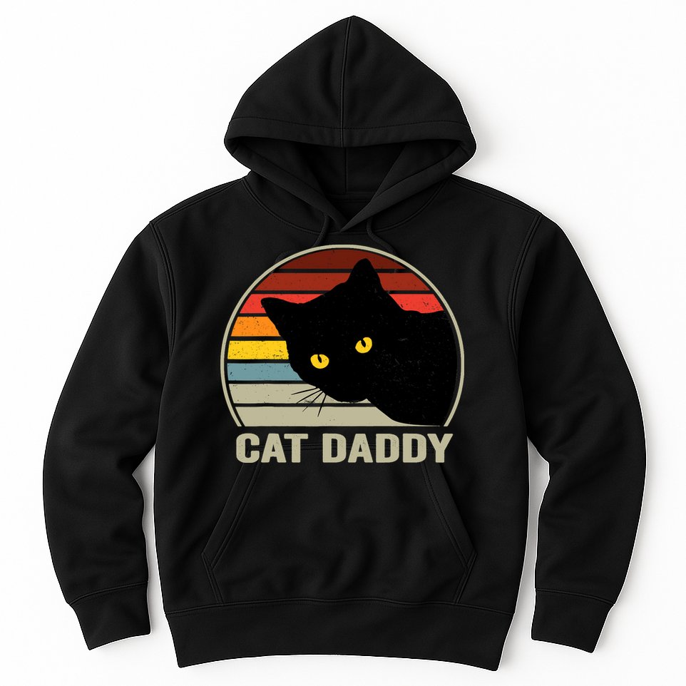 Cat Daddy Vintage Cat 80s Retro Style For Cat Dad Hoodie