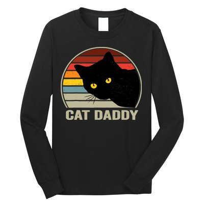 Cat Daddy Vintage Cat 80s Retro Style For Cat Dad Long Sleeve Shirt