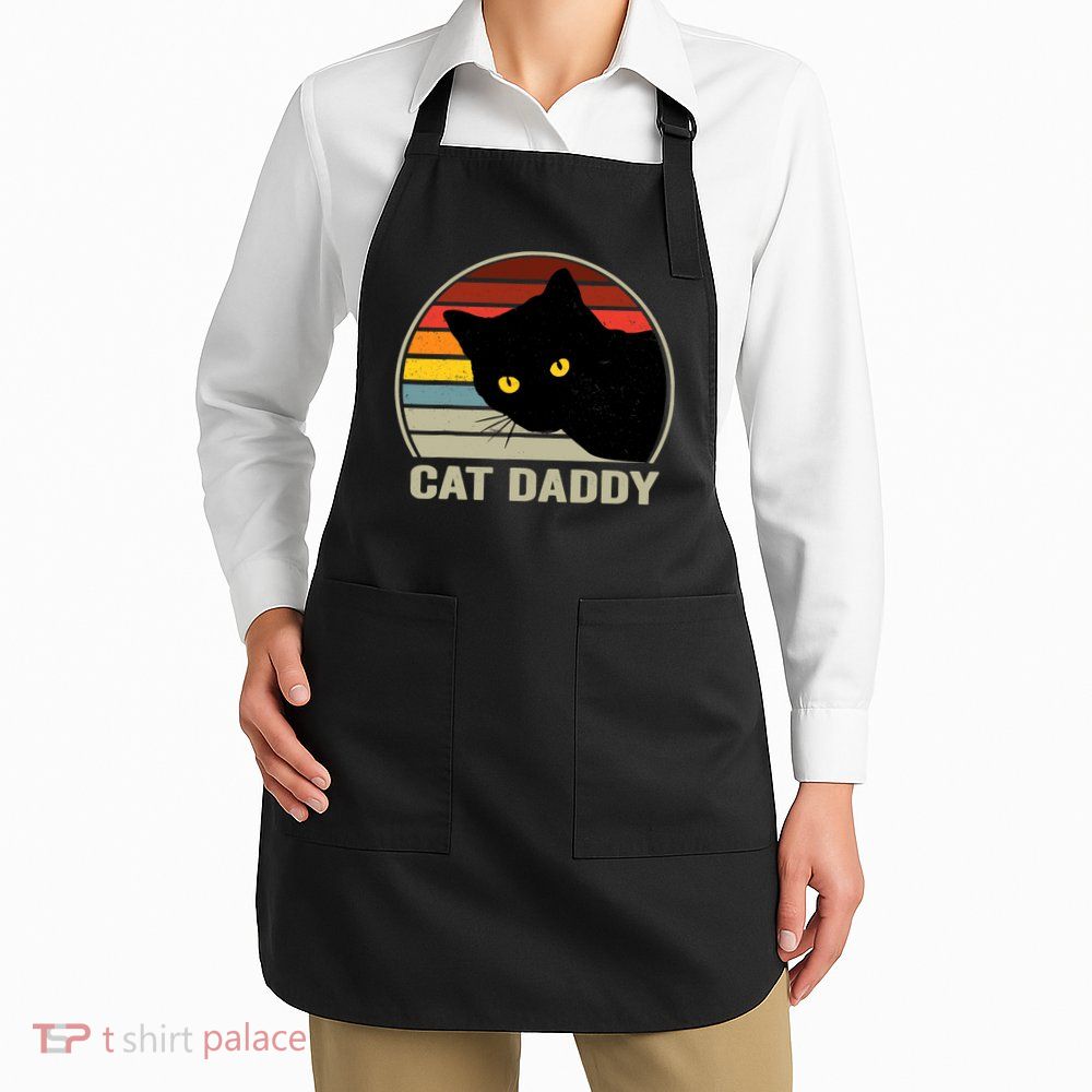 Cat Daddy Vintage Cat 80s Retro Style For Cat Dad Apron