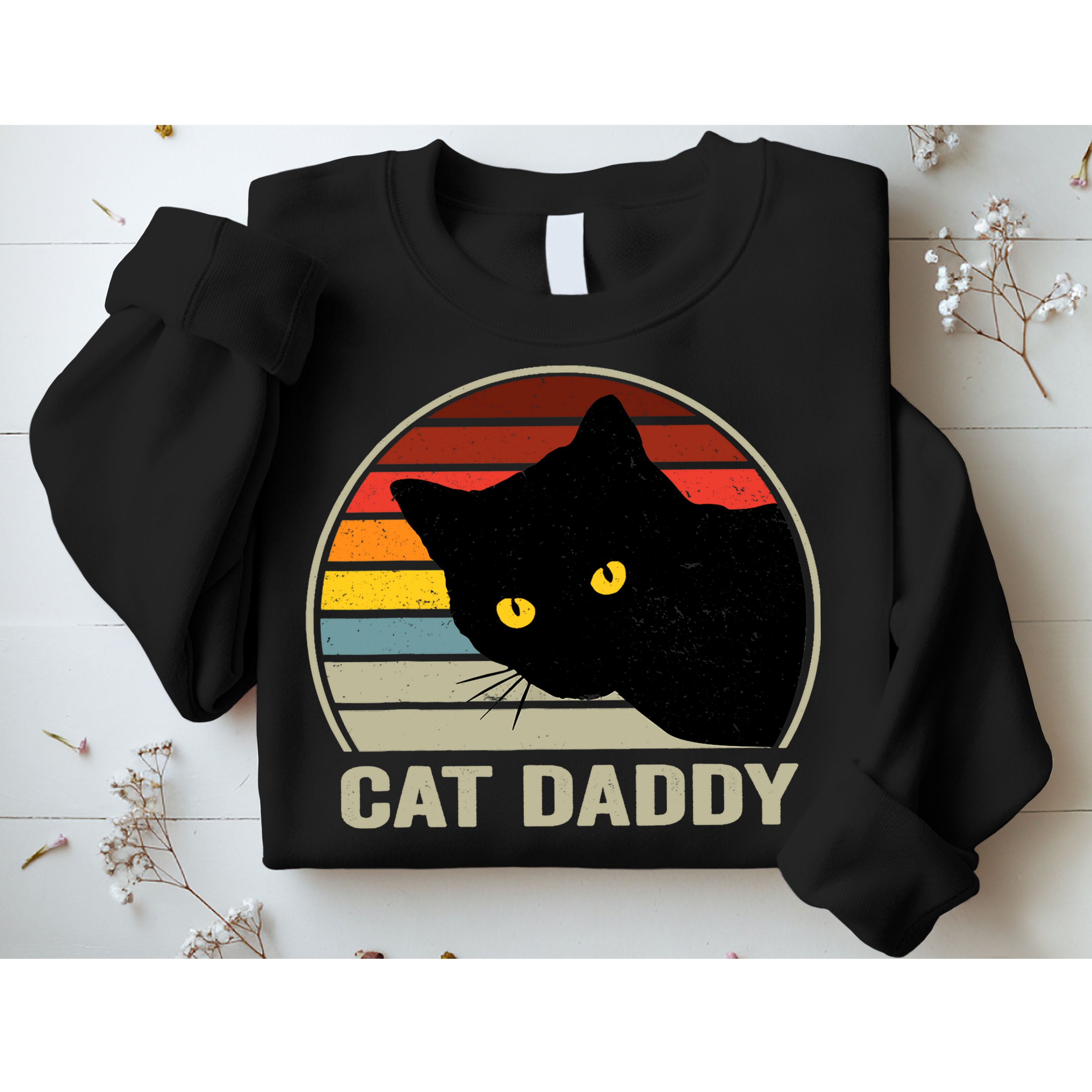 Cat Daddy Vintage Cat 80s Retro Style For Cat Dad Sweatshirt