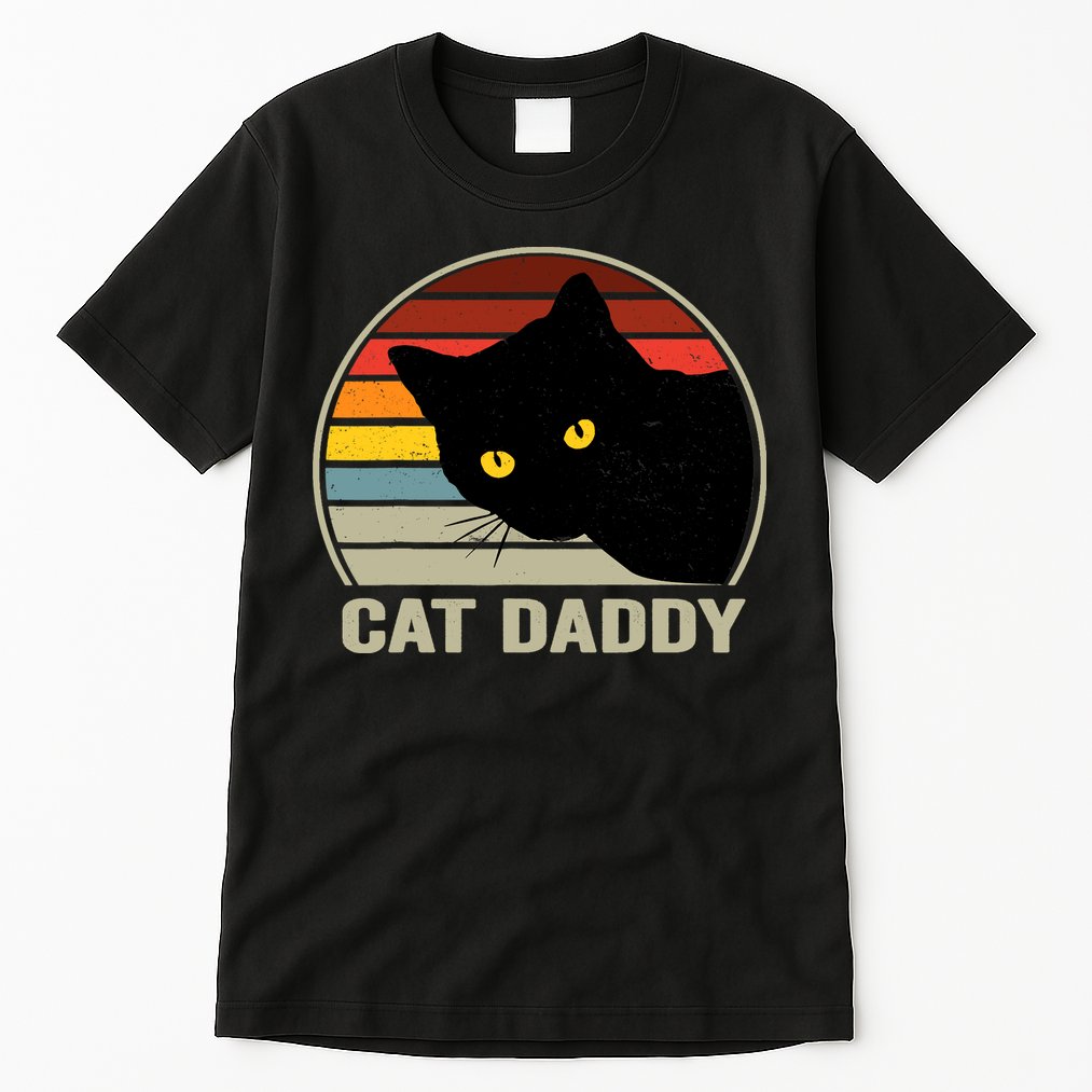 Cat Daddy Vintage Cat 80s Retro Style For Cat Dad Tall T-Shirt