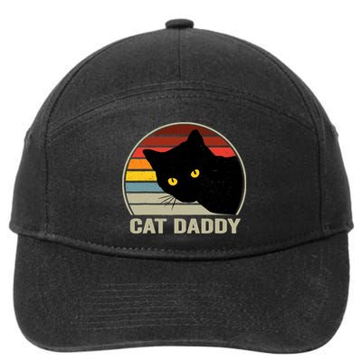 Cat Daddy Vintage Cat 80s Retro Style For Cat Dad 7-Panel Snapback Hat