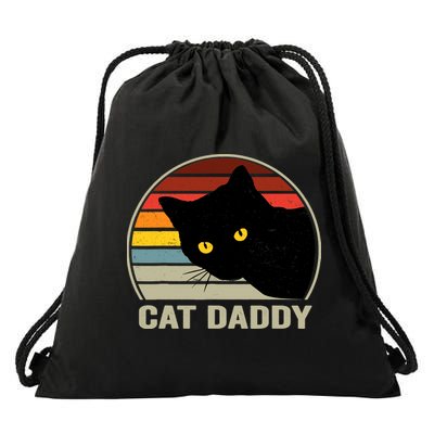 Cat Daddy Vintage Cat 80s Retro Style For Cat Dad Drawstring Bag