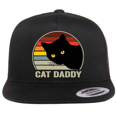 Cat Daddy Vintage Cat 80s Retro Style For Cat Dad Flatbill Hat