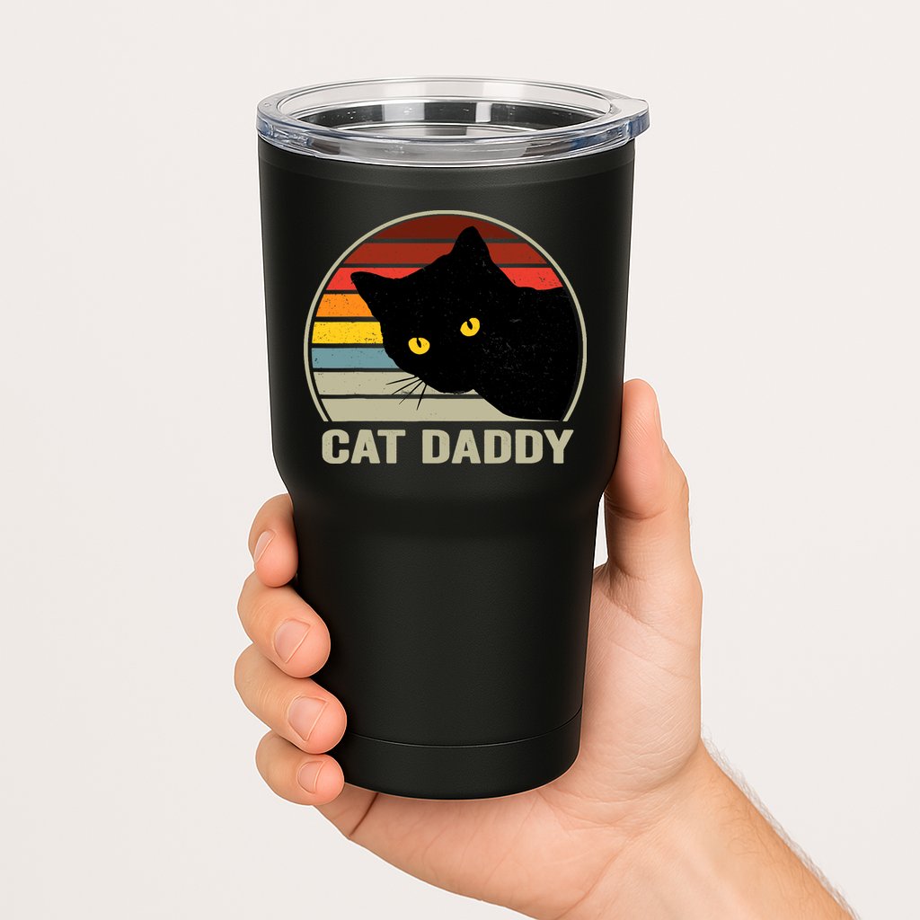 Cat Daddy Vintage Cat 80s Retro Style For Cat Dad Tumbler