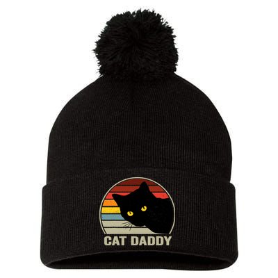 Cat Daddy Vintage Cat 80s Retro Style For Cat Dad Pom Pom 12in Knit Beanie