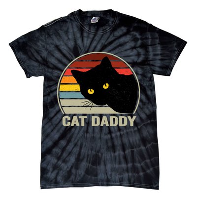 Cat Daddy Vintage Cat 80s Retro Style For Cat Dad Tie-Dye T-Shirt