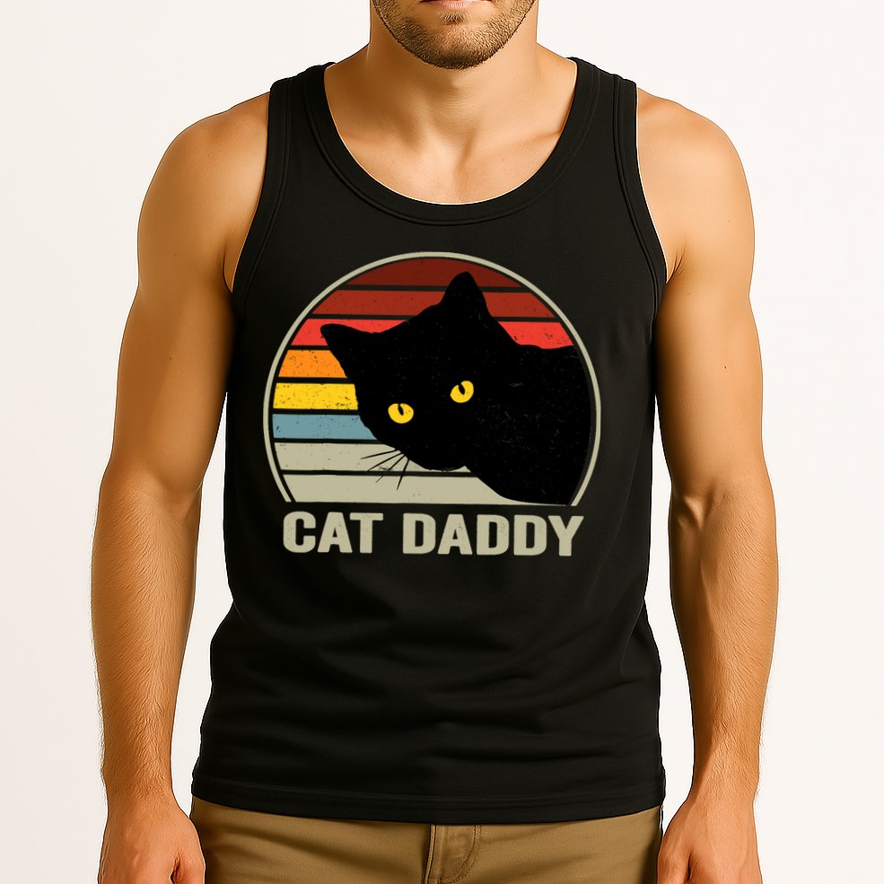 Cat Daddy Vintage Cat 80s Retro Style For Cat Dad Tank Top