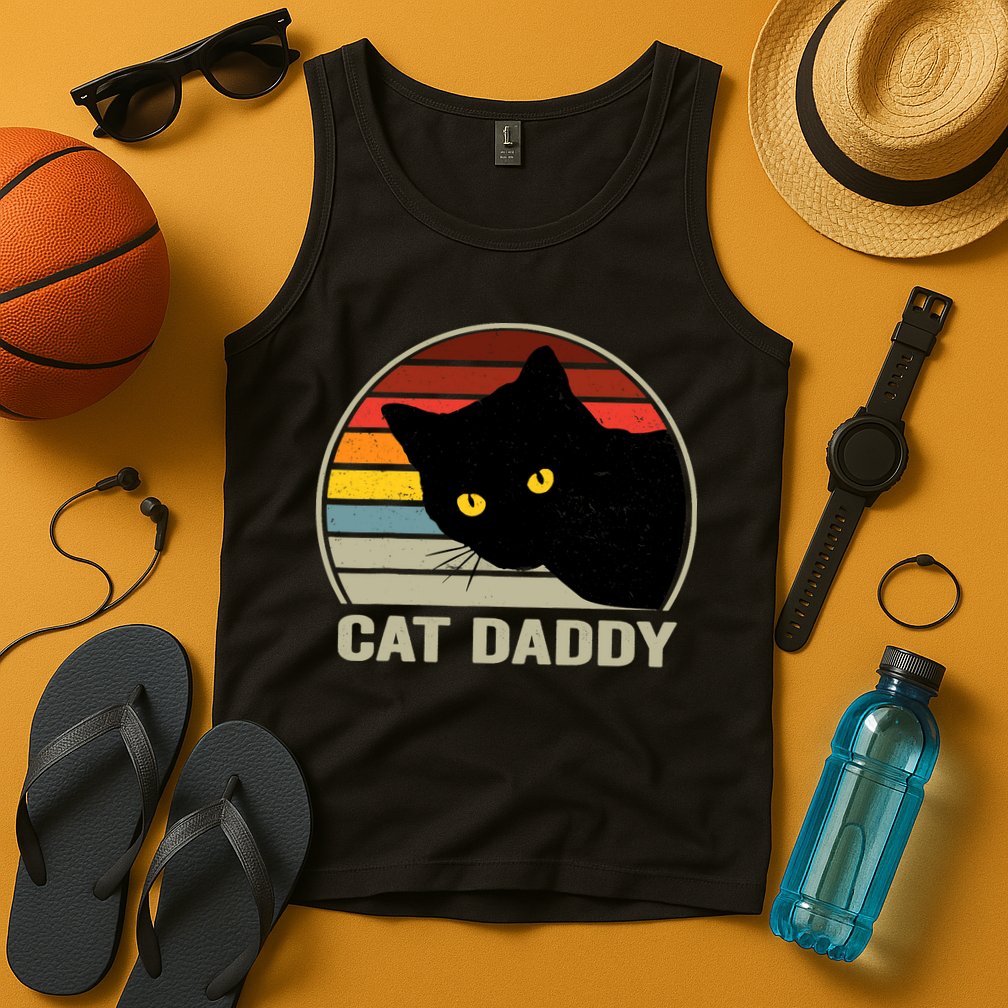 Cat Daddy Vintage Cat 80s Retro Style For Cat Dad Tank Top