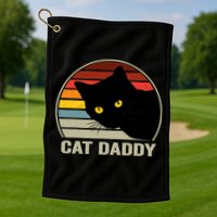 Cat Daddy Vintage Cat 80s Retro Style For Cat Dad Golf Towel