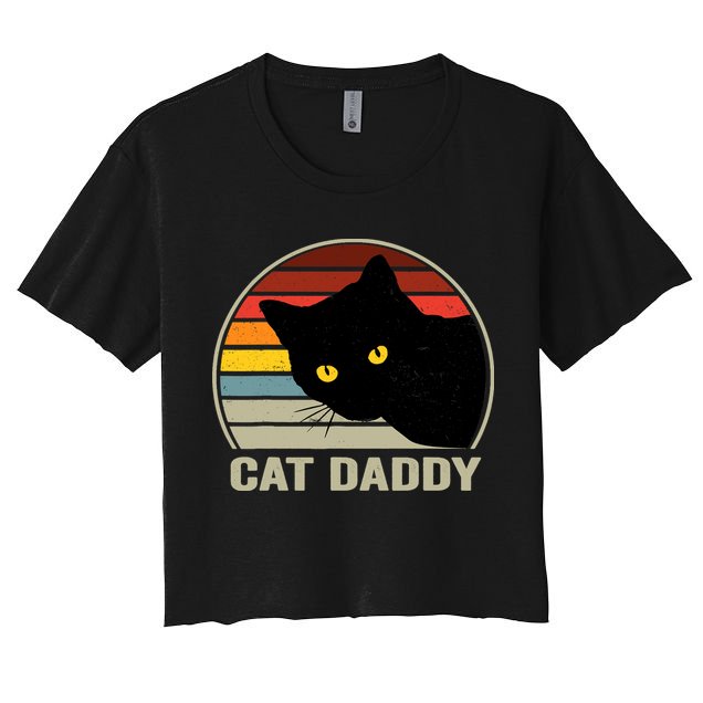 Cat Daddy Vintage Cat 80s Retro Style For Cat Dad Crop Top