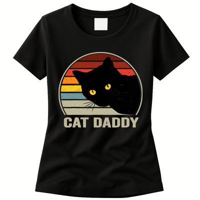 Cat Daddy Vintage Cat 80s Retro Style For Cat Dad Womens T-Shirt