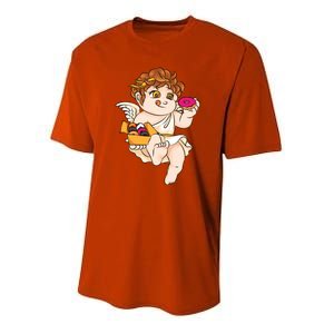 Cupid Donuts Valentine's Day Funny Doughnut Lover Fan Gift Youth Performance Sprint T-Shirt