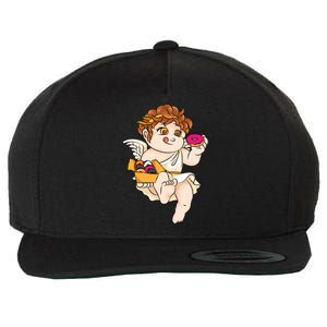 Cupid Donuts Valentine's Day Funny Doughnut Lover Fan Gift Wool Snapback Cap