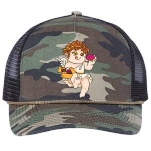 Cupid Donuts Valentine's Day Funny Doughnut Lover Fan Gift Retro Rope Trucker Hat Cap