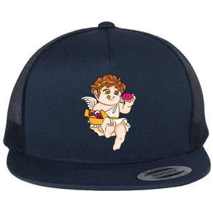 Cupid Donuts Valentine's Day Funny Doughnut Lover Fan Gift Flat Bill Trucker Hat