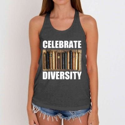 Celebrate Diversity Variety Of Smoke Cigars Women's Knotted Racerback Tank