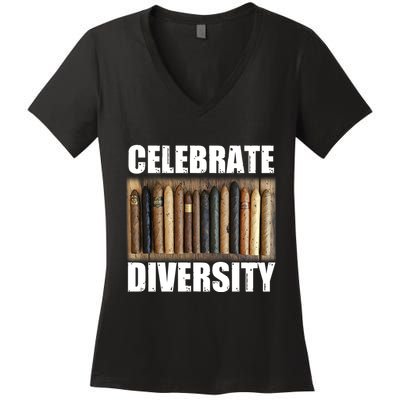 Celebrate Diversity Variety Of Smoke Cigars Women's V-Neck T-Shirt