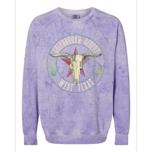 Chihuahuan Desert West Texas Cow Skull Lizard Cactus Star Gift Colorblast Crewneck Sweatshirt