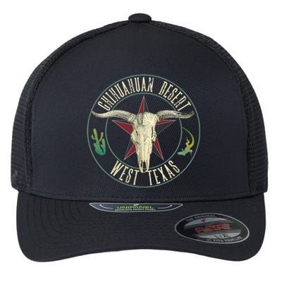 Chihuahuan Desert West Texas Cow Skull Lizard Cactus Star Gift Flexfit Unipanel Trucker Cap