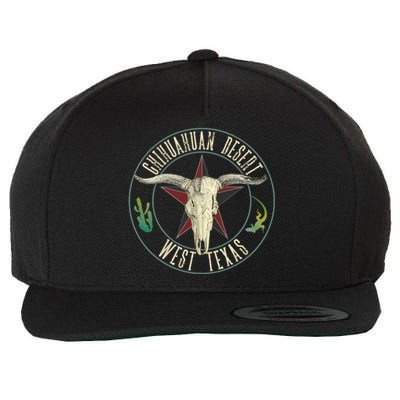 Chihuahuan Desert West Texas Cow Skull Lizard Cactus Star Gift Wool Snapback Cap