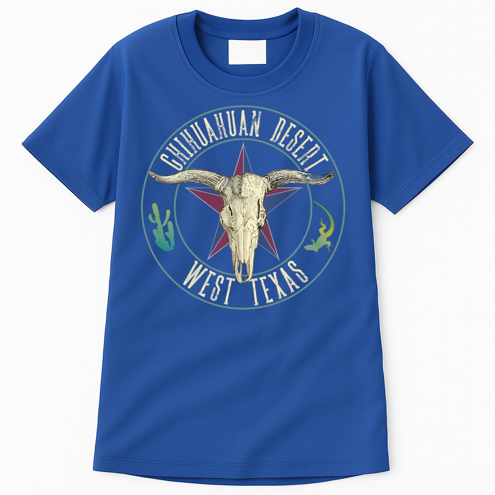 Chihuahuan Desert West Texas Cow Skull Lizard Cactus Star Gift Tall T-Shirt