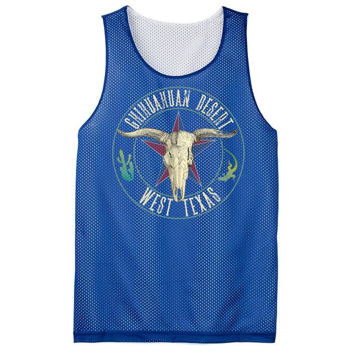 Chihuahuan Desert West Texas Cow Skull Lizard Cactus Star Gift Mesh Reversible Basketball Jersey Tank