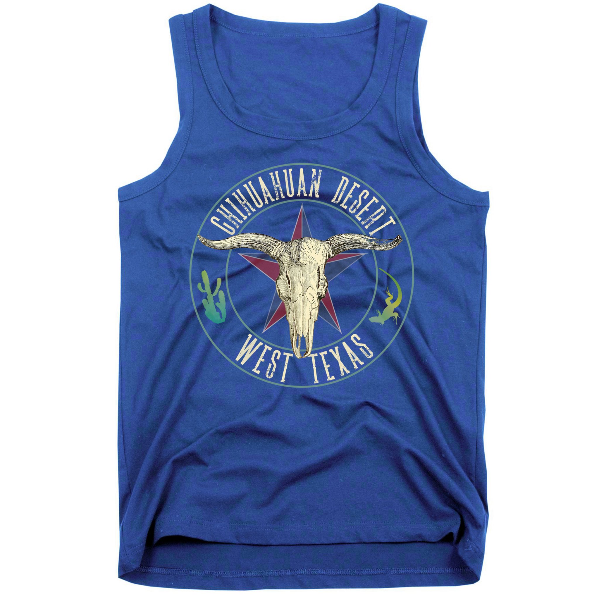 Chihuahuan Desert West Texas Cow Skull Lizard Cactus Star Gift Tank Top